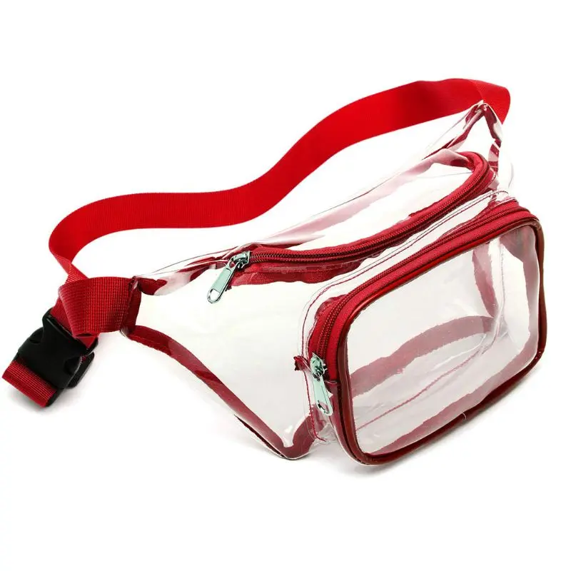 Женская прозрачная поясная сумка, сумка для путешествий, маленькая сумка-кошелек F42A - Цвет: Красный