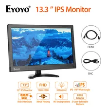 Eyoyo EM13Y 13,3 ''ips CCTV экран монитор FHD 1920x1080 с AV VGA BNC USB HDMI дисплей для ПК компании камеры безопасности 178 °