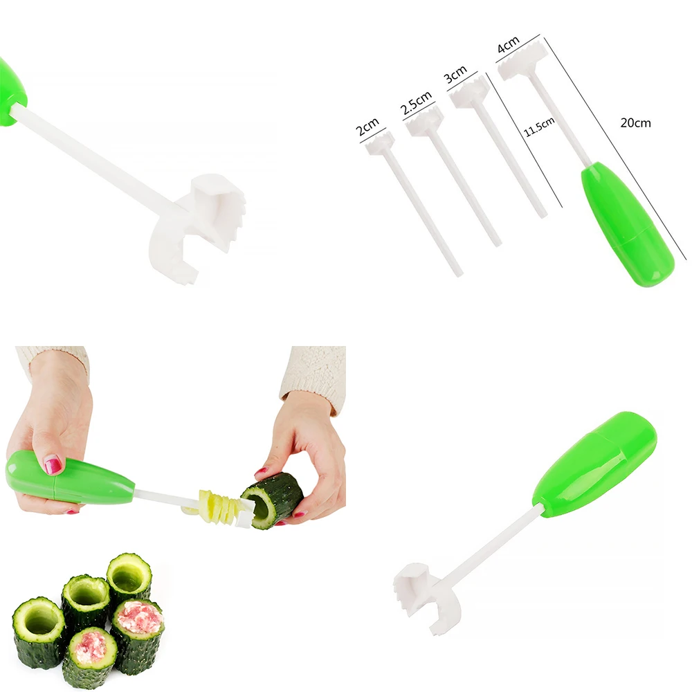 4pcs/Set Different Size Vegetable Spiral Cutter Spiralizer Meat Filling Tool Plastic Tomato Eggplant Cutter Kitchen Accessories