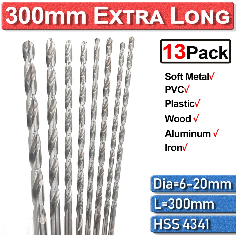 300mm Extra Long High Speed Twist Drill Bit For Metal Wood Plastic Drilling Tool 