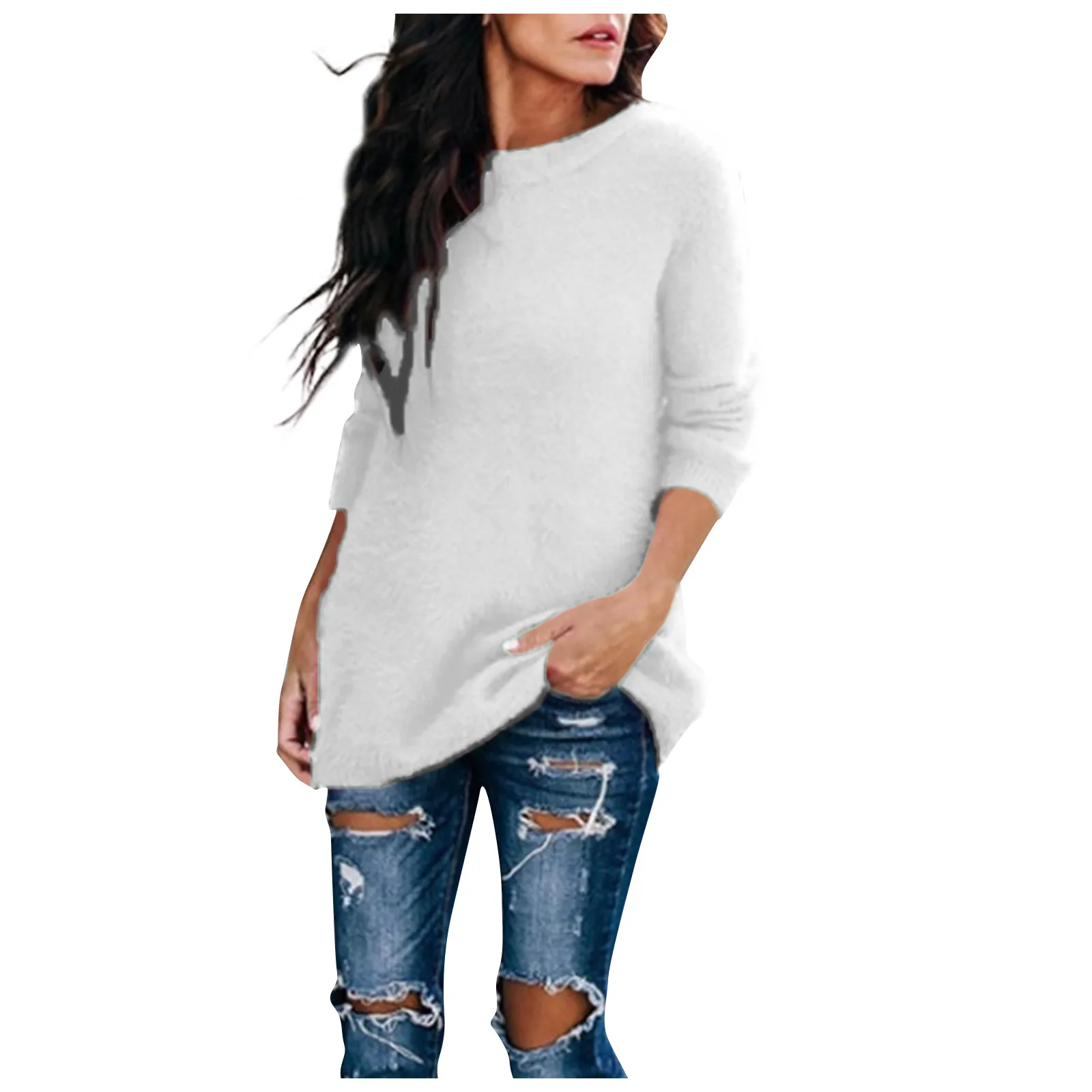 Fashion Autumn Winter Pullovers Women Oversized Sweater Round Neck Knitwear Casual Top Pullover Long Sleeve Sweater Female 2