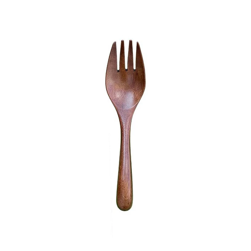Деревянная Ложка Вилка бамбуковая кухонная посуда инструмент суповая чайная ложка для Kicthen десертная ложка для риса, супа детская вилка для фруктов - Цвет: Wooden fork