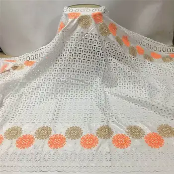 

African bazin riche fabric with brode Latest fashion embroidery bazin lace fabric with net lace 5 yards ! LC61610
