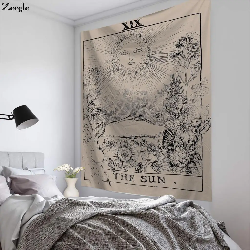 Zeegle Tarot Wall Hanging Tapestry Creative Travel Mattress Beach Towel Blanket Picnic Mat Bedroom Yoga Mat Witchcraft Tapestry
