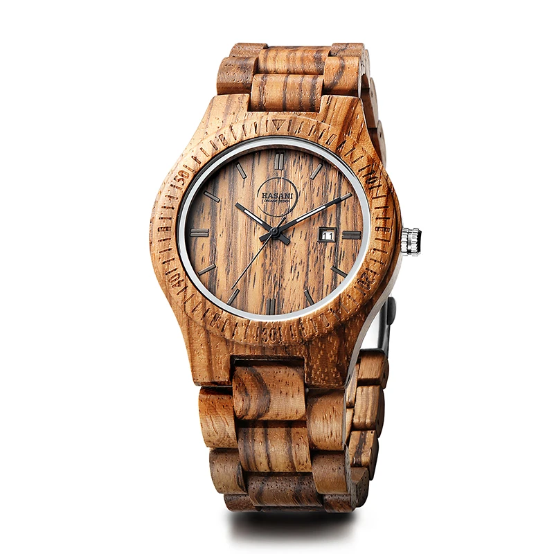 Wooden Watch Men Casual Stylish Quartz Watches Natural Handmade Zebra Wooden Watches for Men