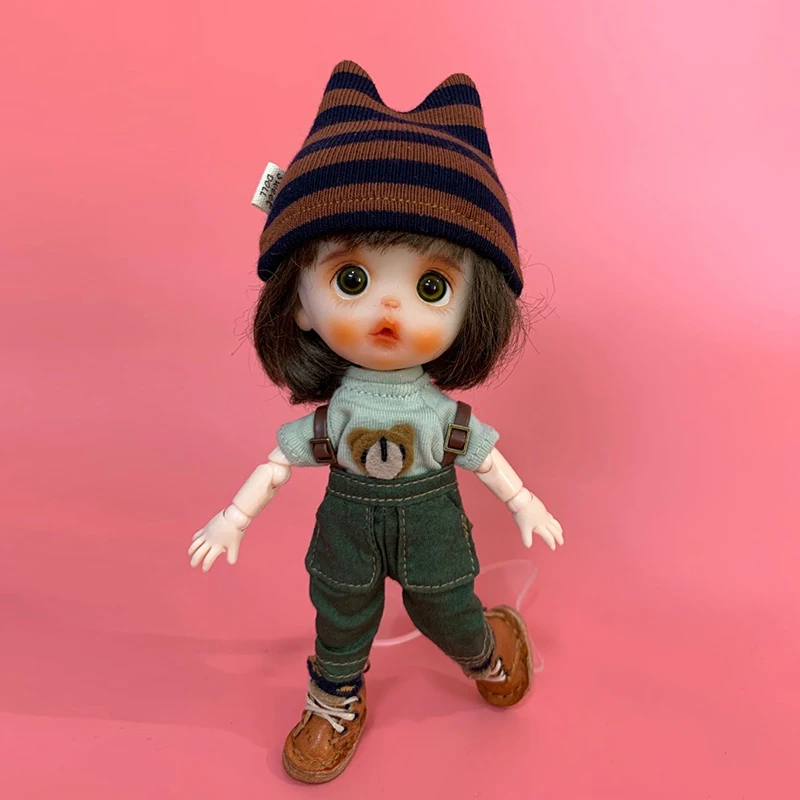 

4Pcs/Set 1/12 Doll [Hat+Top+Pant+Sock] 1/12 Doll Clothes (Fit Ob11,obitsu11,BJD12,cu-poche,GSC, Molly)