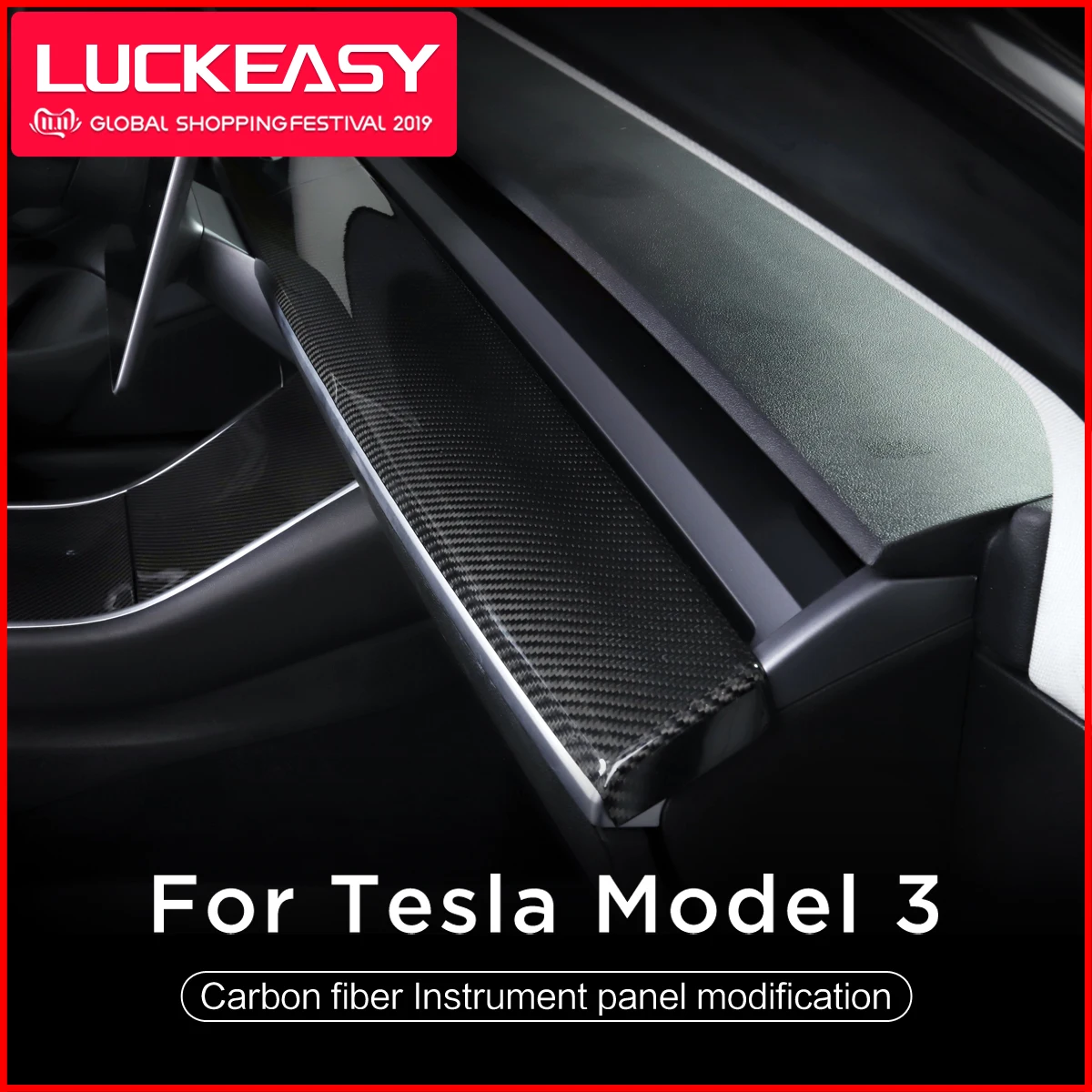 LUCKEASY для Tesla модель 3- Автомобильный Центральный контроль истинное углеродное волокно приборная панель
