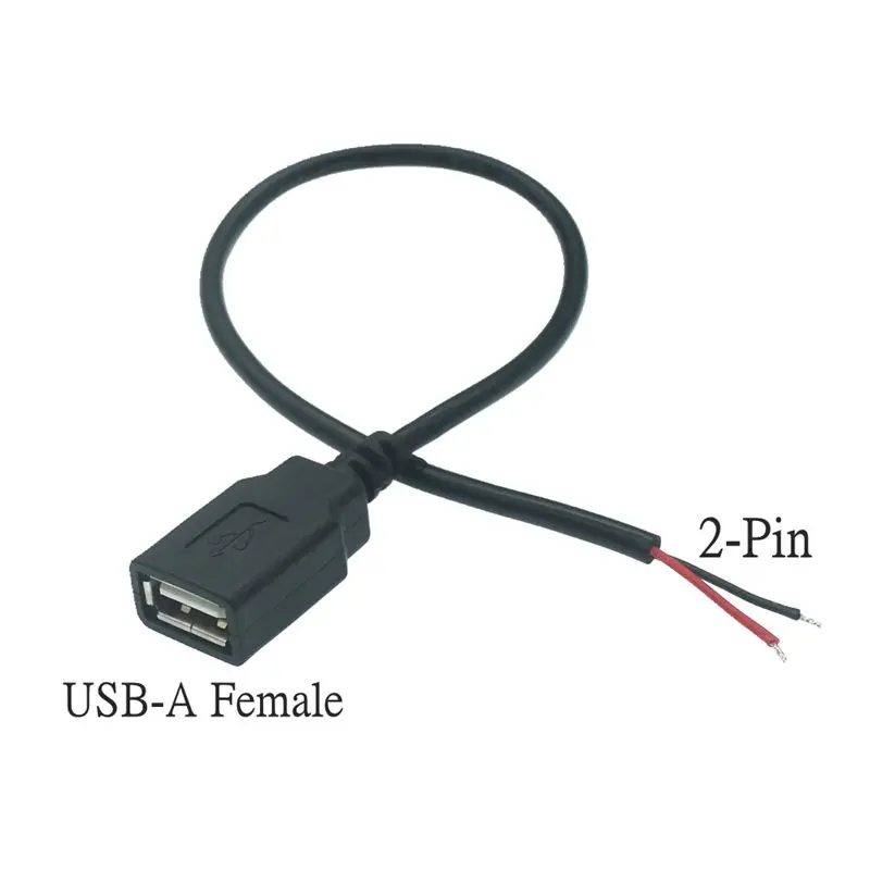 0.3m/1m/2m Power Supply Cable 2 Pin USB 2.0 A Female Male 4 Pin Wire Jack Charger Charging Cord Extension Connector DIY 5V Line