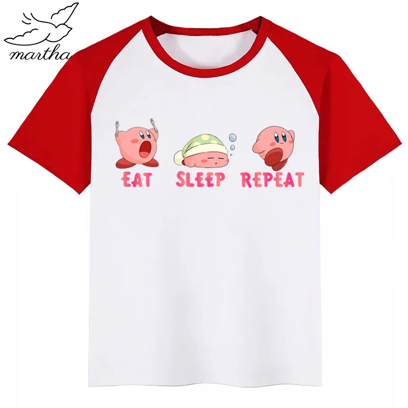 Детская забавная футболка с героями мультфильма «аркадный Коллаж», «Кирби», детские летние топы с короткими рукавами, детская белая футболка, одежда для малышей - Цвет: RedG