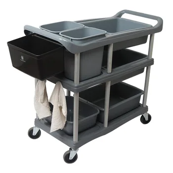 

Hotel dining car three-story cart collection car to collect the cart with garbage can multi-functional plastic restaurant