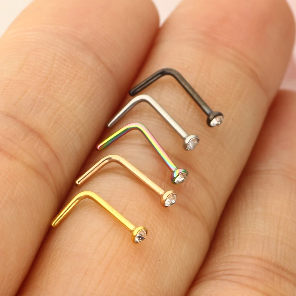 JunlowPY L 20G Nose Rings for Women Nose Piercings Jewelry Nose Rings Hoops Nose Studs Screw 316L Stainless Steel for Women Men