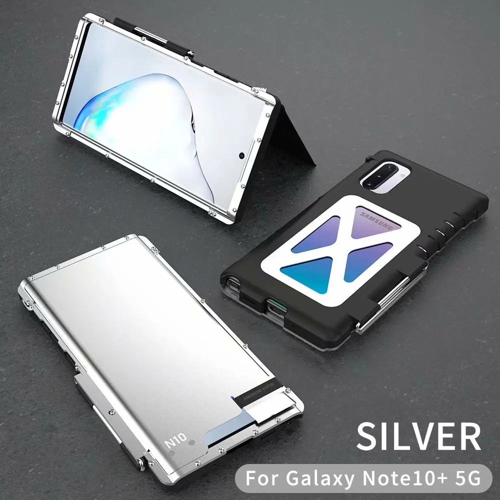 Для samsung Note 10/Note 10+ Plus 5G роскошный R-JUST Броня Король металлический алюминиевый бампер крышка из нержавеющей стали Жесткий ПК флип чехол Coque