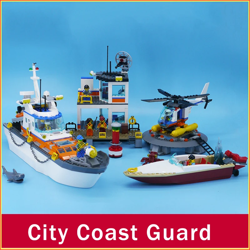 Us 2543 60 Offcity Coast Guard Compatible Legoed Ship Headquarters Building Blocks Bela 10755 Construction City Coast Guard Squad Bricks Toys On