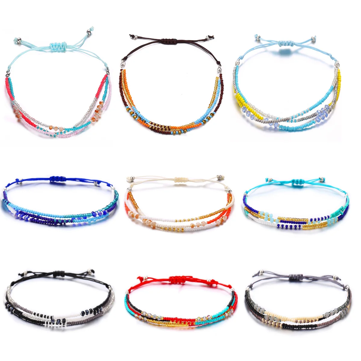 Bohemian Seed Bead Beach Charm Ankle Bracelet Fashion Rainbow Adjustable Anklet Foot Jewelry Ocean Gift Women beads anklet fashion accessories bead bracelet