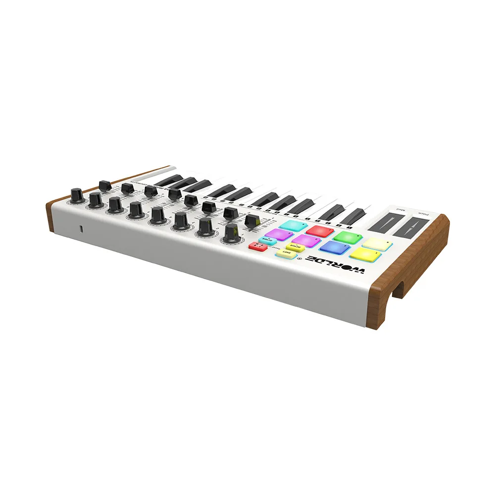 На выбор тунец мини ультра-Портативный 25-ключ USB MIDI контроллер клавиатуры 8 RGB подсветкой триггерные подушки с 6,35 мм гнездо для педали