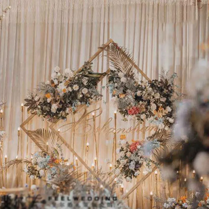 Wedding props wrought iron diamond shelf geometry heterosexual arch flower door deep outdoor stand wedding decoration | Дом и сад