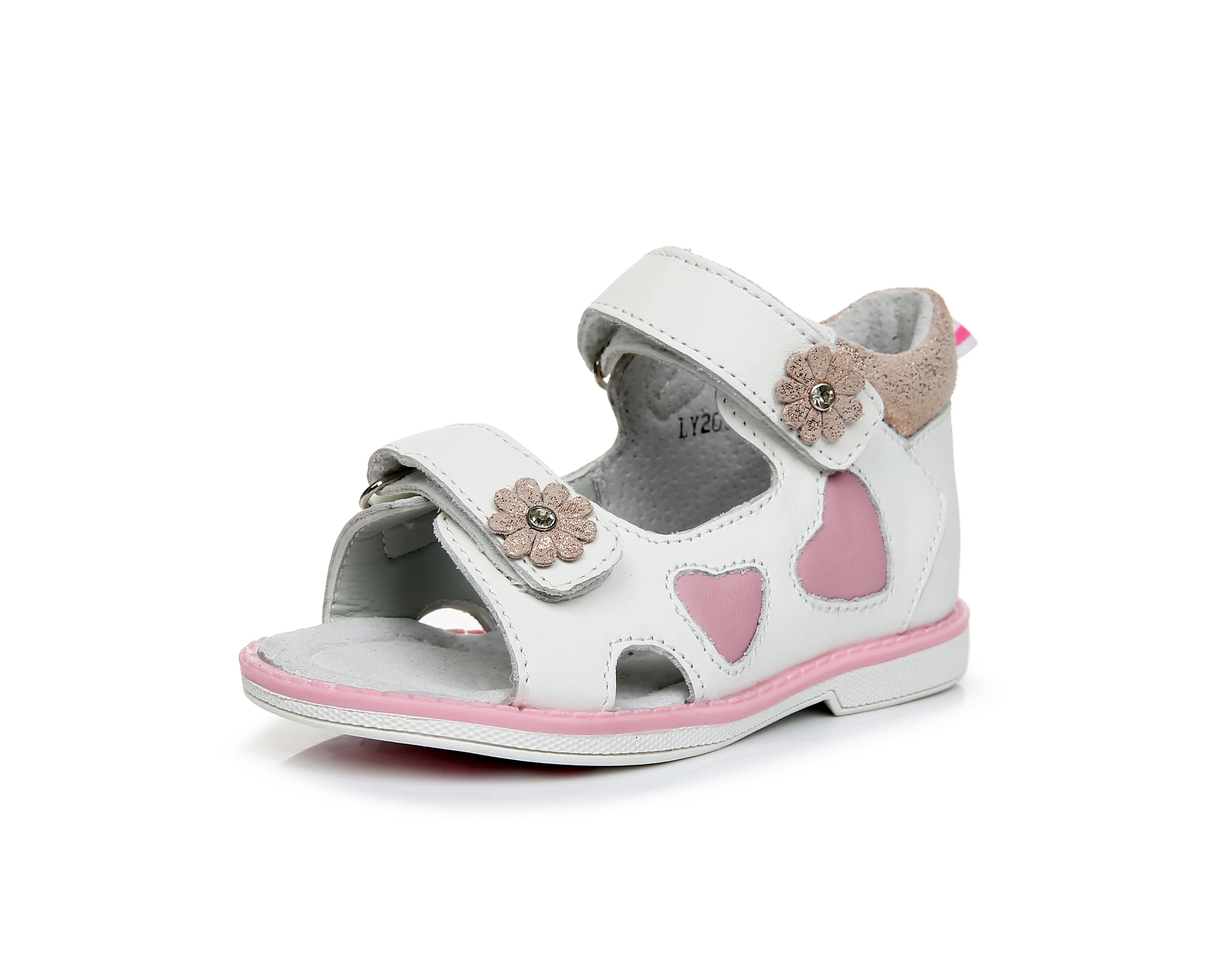 APAKOWA Girls Genuine Leather Sandals Toddler Shoes Daisy Flower Decorate Summer Sandals Open Toe Hoof Heels Kids Feetwear
