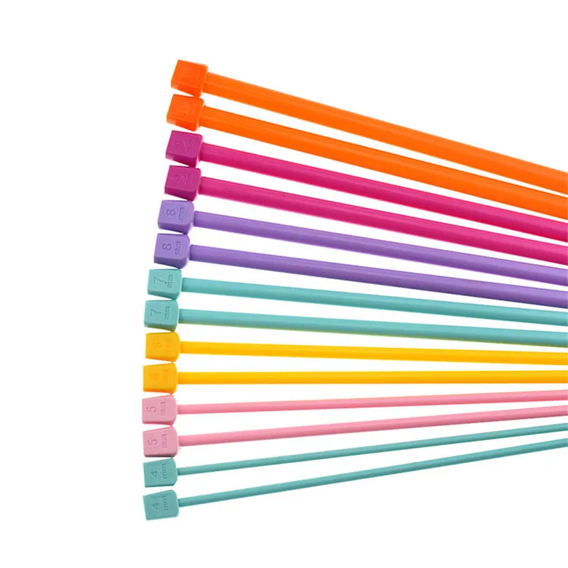 7 Pairs 4.0mm-10.0mm Knitting Needles Plastic 25cm Single Pointed Yarn Weave Knitting Needles Hook DIY Knitted Tool for Scarf