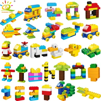 

Toys 200pcs Duplo City Construction Classic Animal Car Tree Large Sizes Building Blocks Bricks for Boys
