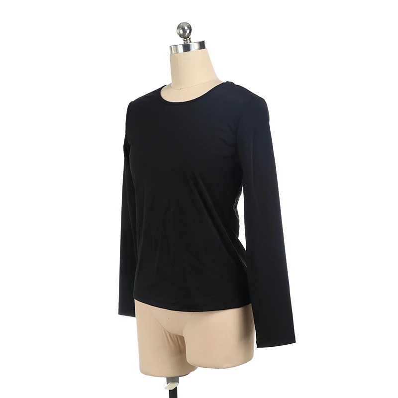 Figure Skating T shirt Tops for Girl Women Adult Training Competition Patinaje Ice Skating Gymnastics warm color belt