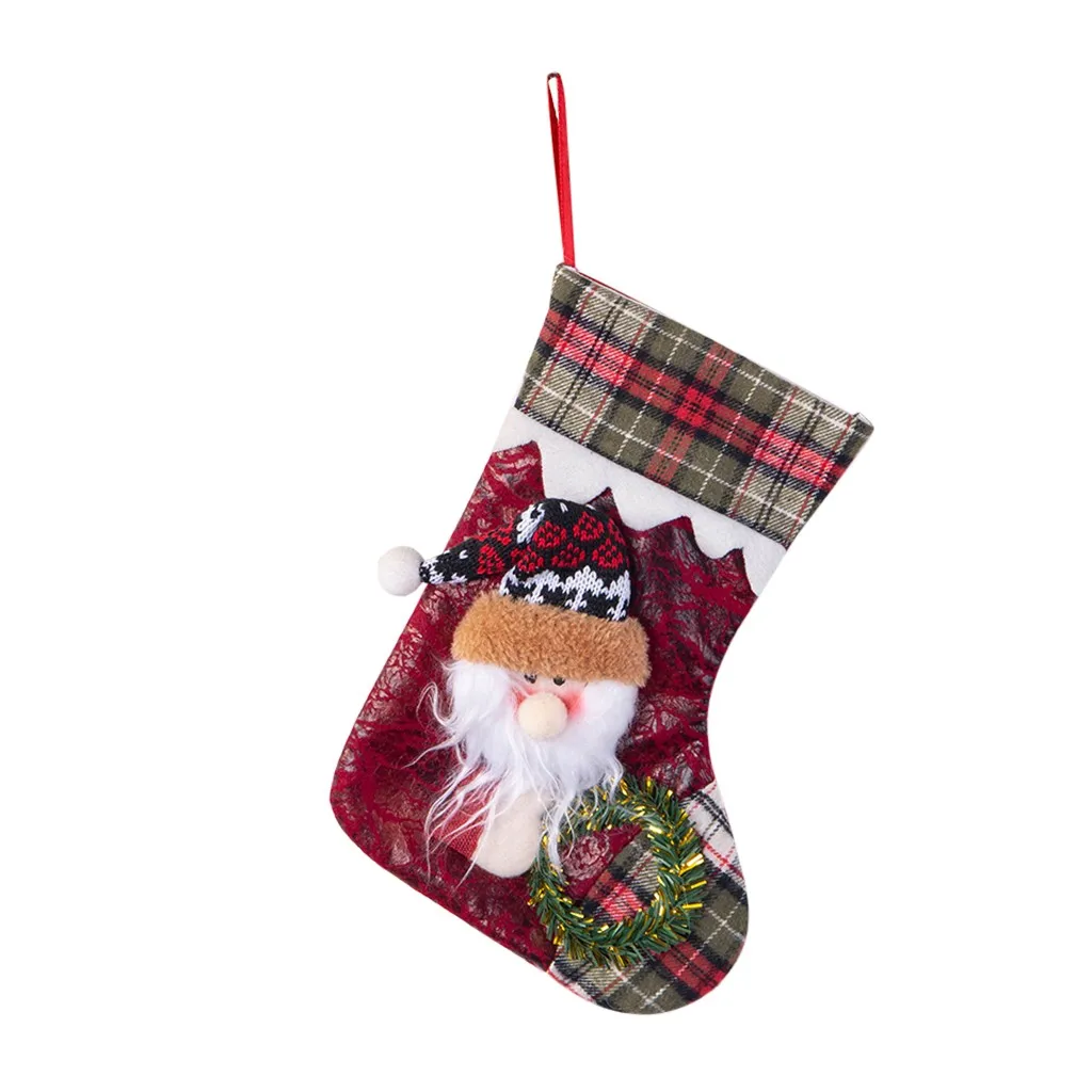 Christmas socks Decorations snowman Stockings Mini Socks Santa Candy Gift Bag Christmas Tree Decorations#4