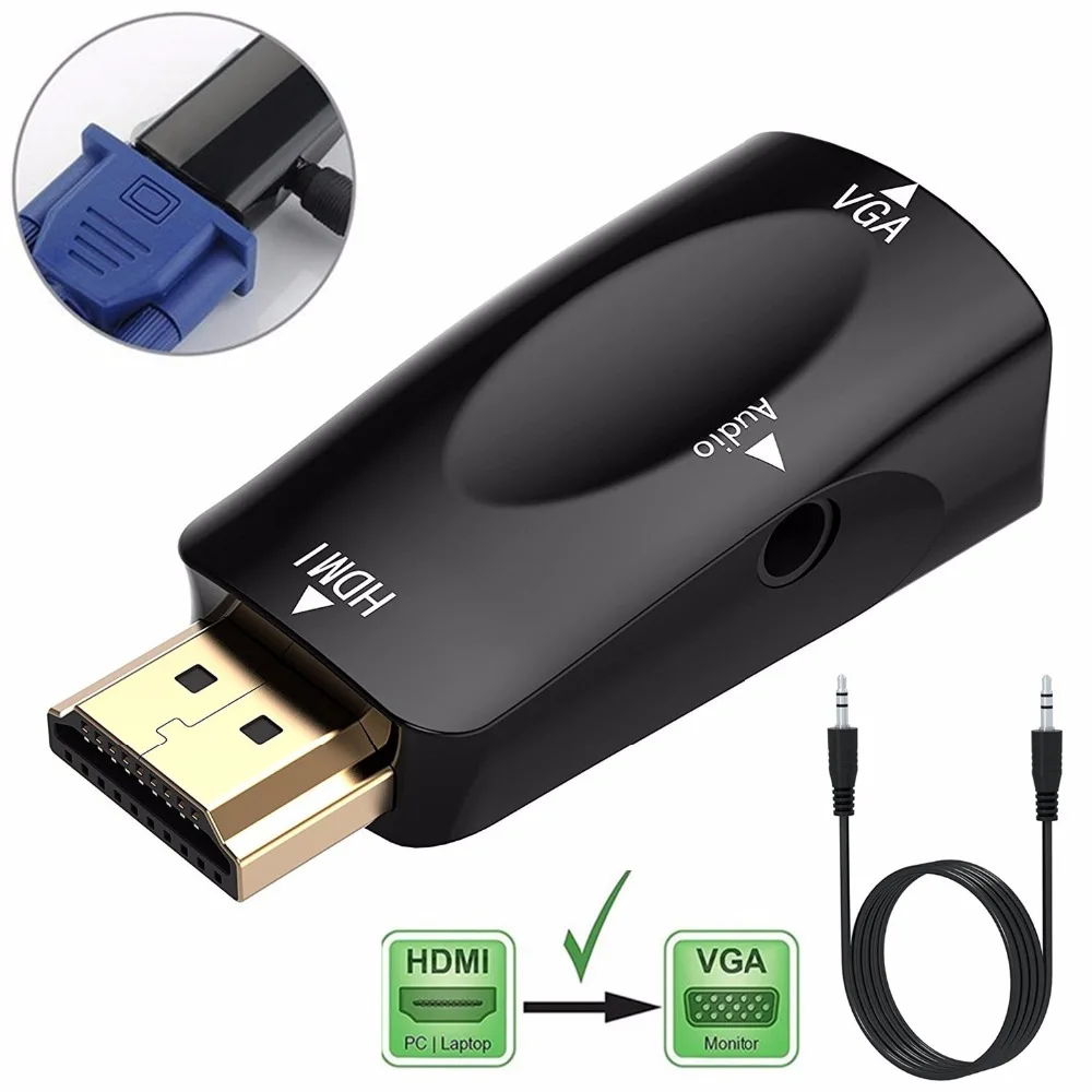 HDMI к VGA адаптер конвертер с аудио кабель мужчин и женщин 1080p для ПК/HDTV