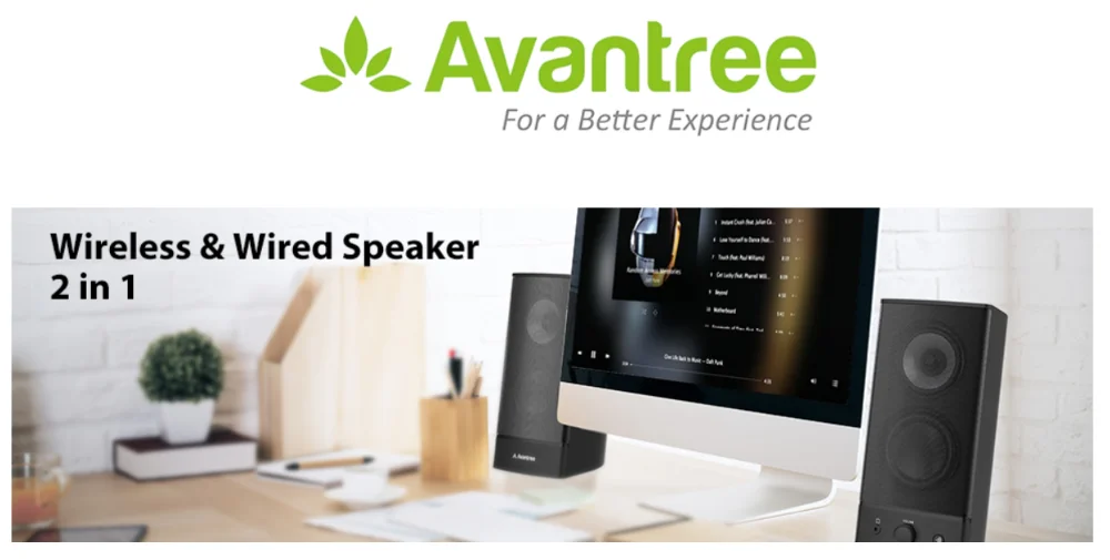 Avantree Desktop Bluetooth Компьютерные колонки, Беспроводной и проводной 2-в-1, превосходным стерео аудио, приведенный в действие AC 3,5 мм/RCA мультимедиа