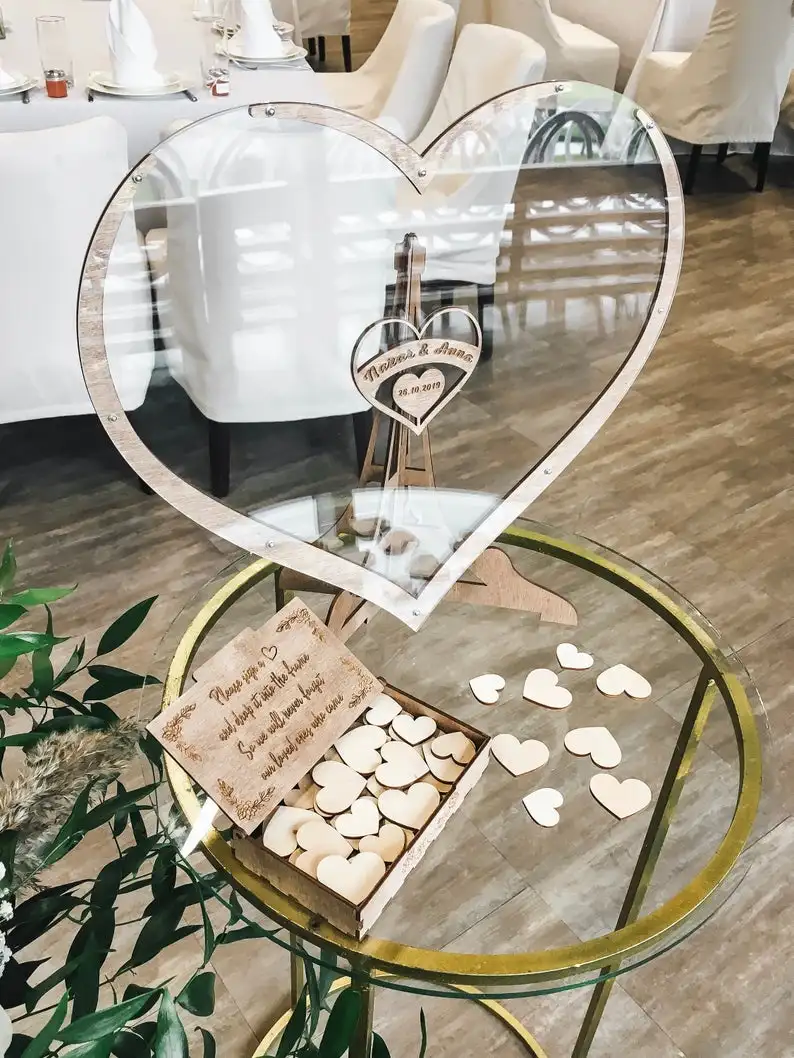 Wedding Guest Book Alternative Wedding Decor-Drop Heart Guestbook