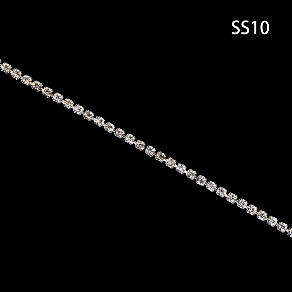 10 метровые прозрачные стразы-цепочки SS6.5-SS16(2 мм-4 мм) с плоской задней поверхностью супер яркие шифрованные аксессуары для шитья одежды