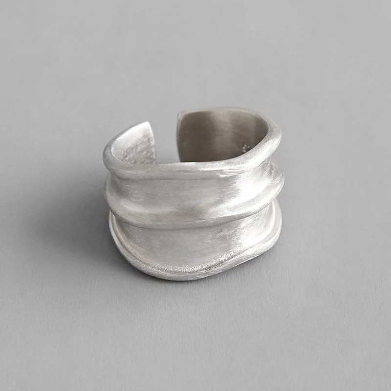 

INS 100% real. Authentic 925 Sterling silver hammer Long Wider Ring Band Fine jEWELRY TLJ720