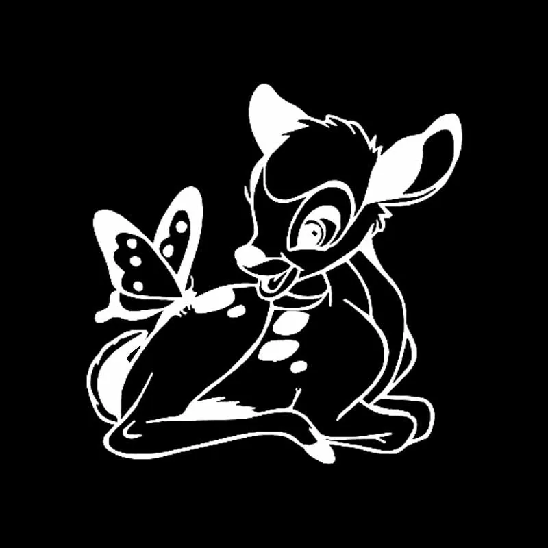 

Car Stickers Cartoon Bambi Deer Butterfly Car Stickers Cute Animal Vinyl/silver 13.7cm * 13.8cm