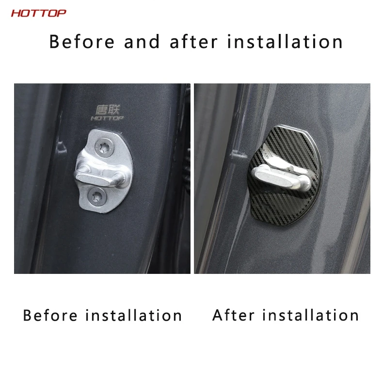 For Tesla Model 3 Car Door Lock Protection Cover Trim Black Color 4Pcs