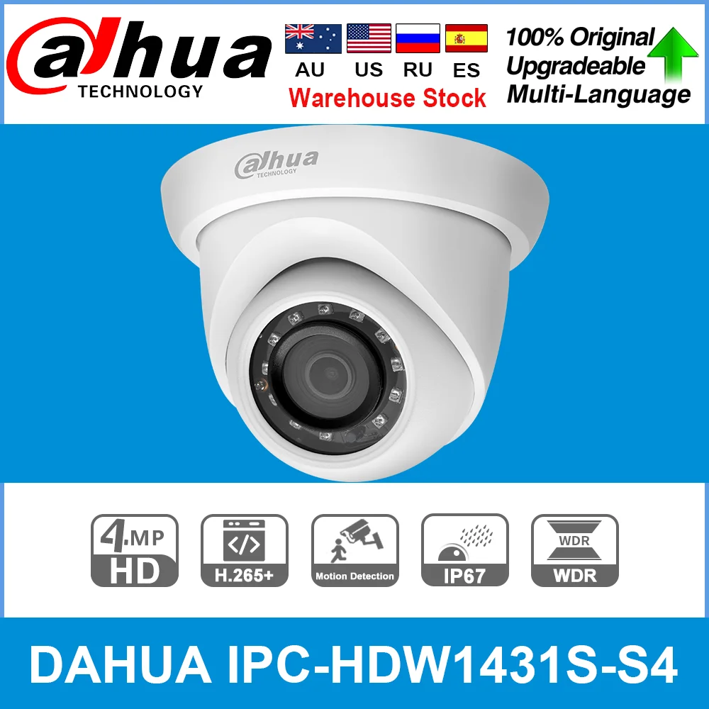 Dahua Original IPC-HDW1431S-S4 Upgradeable 4MP WDR 30M IR H.265 Eyeball  Multiple network monitoring Network Camera