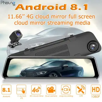 

Car DVR Camera Rearview Mirror WiFi GPS FM Bluetooch Dash Cam Car Accessories Phisung Z66 4G Android 8.1 11.66 Inch 1080P HD