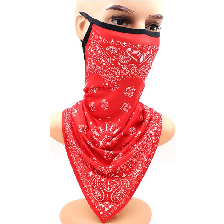 Magic triangle headband ice silk mask breathable outdoor cycling hanging ear scarf variegated balaclava scarf head wraps for men