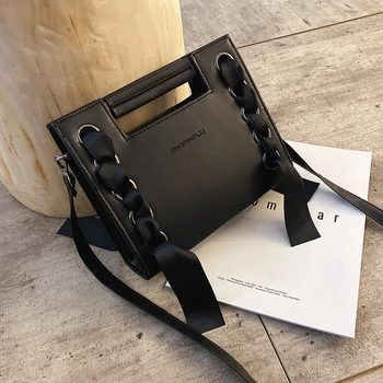 

Ladies Bag 2020 Ribbon Fashion Handbag Senior Designer Bag Simple Mini Bag Luxury Small Shoulder Bag Advanced Diagonal Bag Black