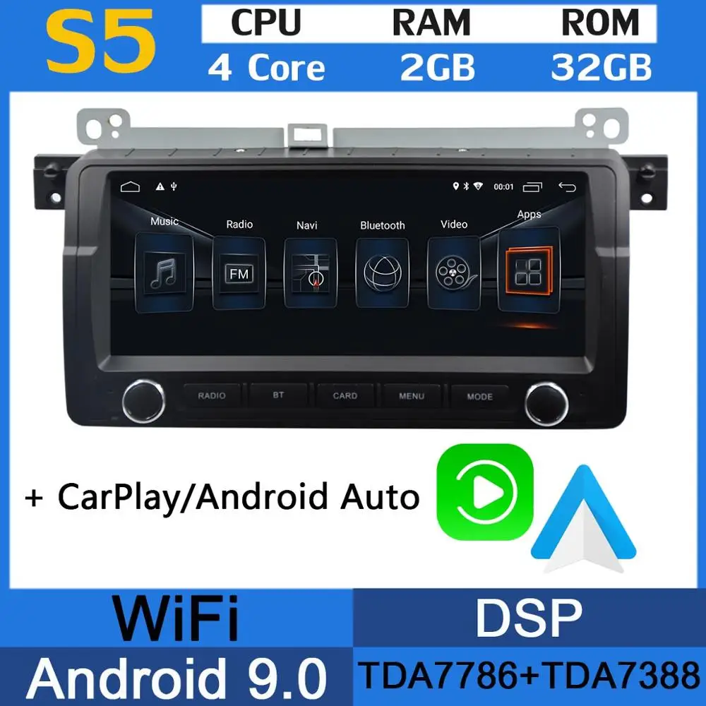 8,8 ''Android 9,0 PX6 4+ 64G Автомобильный мультимедийный плеер gps навигация радио для BMW E46 3 серии Rover 75 MG ZT DSP CarPlay головное устройство - Цвет: 2G RAM 32G CarPlay