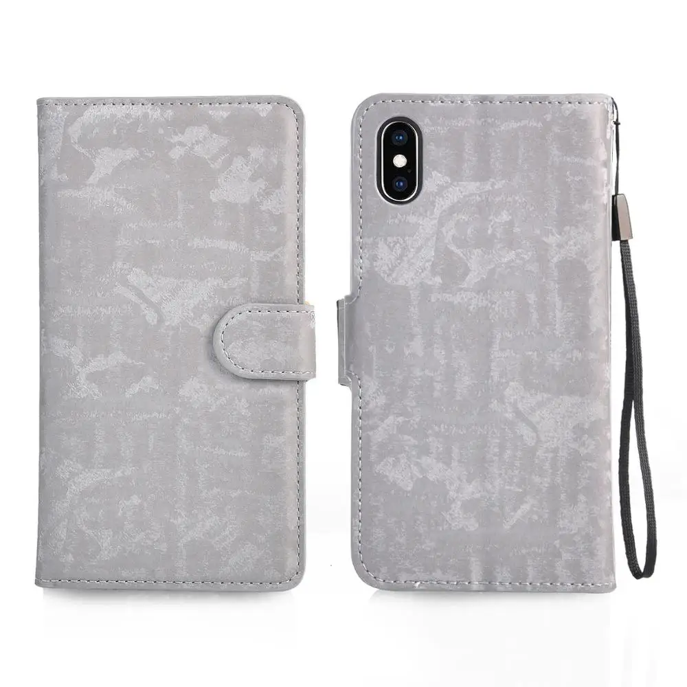 Gray Для iPhone XS Max XS XR X 7 8 Plus 6 6s+ чехол с плюшевой подкладкой на ощупь, кожаная фоторамка со слотом для карты памяти, чехол-кошелек - Цвет: Gray