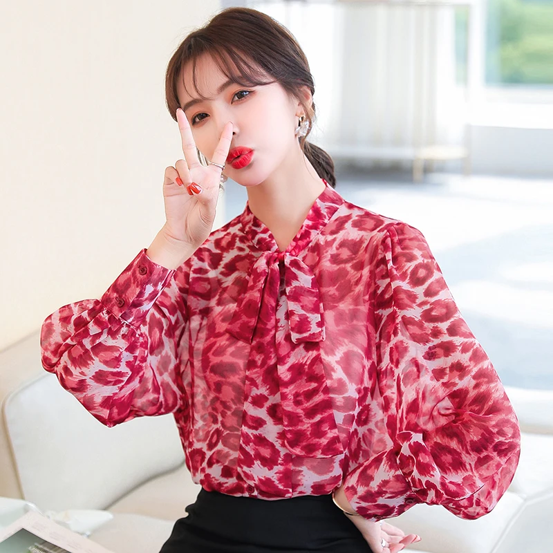 2021 Brand New Women Fashion Blouse Bowtie Collar Batwing Sleeve Loose Chiffon Shirt Plus Size Tops Blusa S-XXL | Женская одежда
