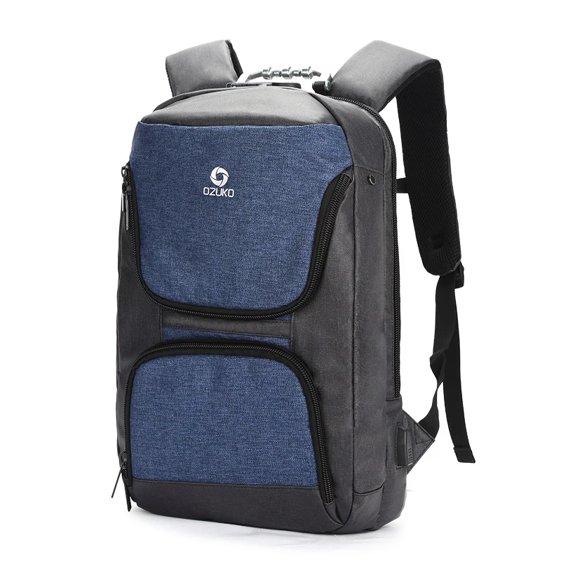 Синий Дорожный рюкзак с защитой от воров Mochila, школьные сумки, мужской рюкзак, водонепроницаемый рюкзак с защитой от кражи, бизнес рюкзак с зарядкой через usb для ноутбука - Цвет: Синий