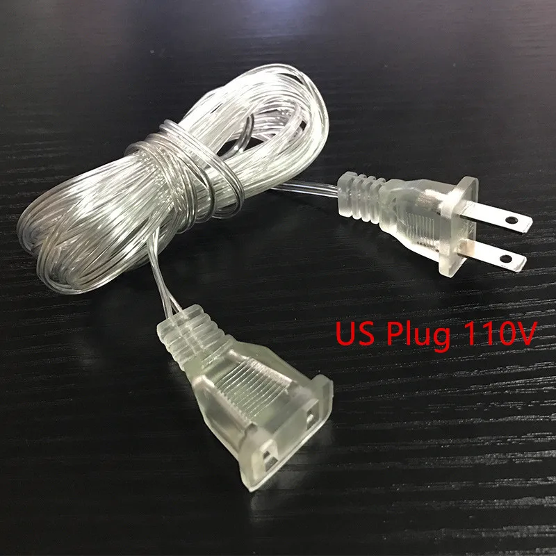 3m Plug Extender Wire Extension Cable EU/US Plug for LED String Light Wedding Decoration Led Garland DIY Natal Christmas Lights