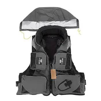 

Professional Fishing Life Vest Adult Reflective Detachable Collar Hooded Waistcoat Jacket fishing accessories