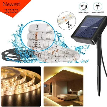 

5m/16.4ft Waterproof IP65 Solar Powered RGB LED Strip Lights Flexible 150LED Rope Tube Outdoor Garden Light Strip 8 Modes Adjust