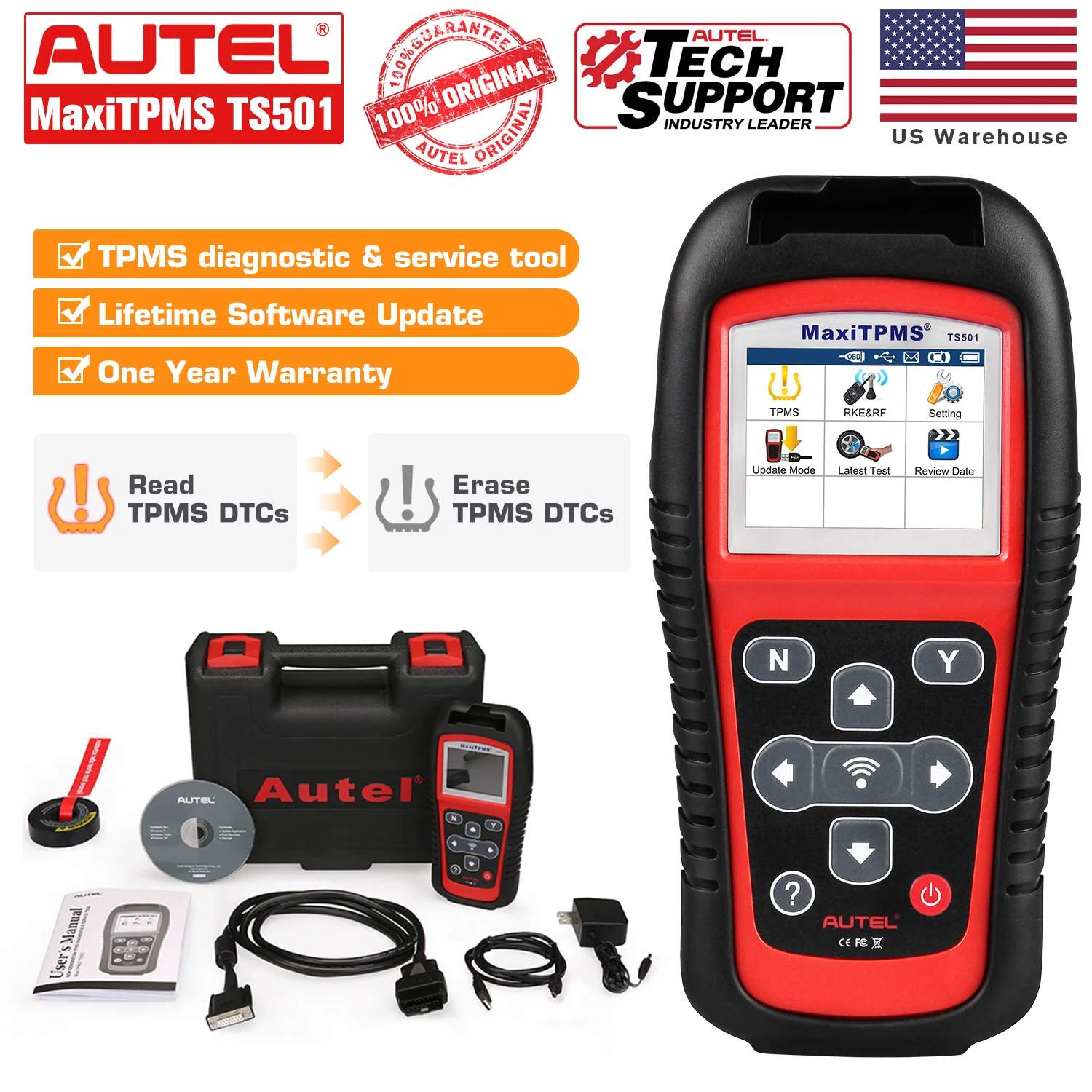 Autel MaxiTPMS TS501 TPMS Diagnostic Tire Pressure Sensor Tool Free