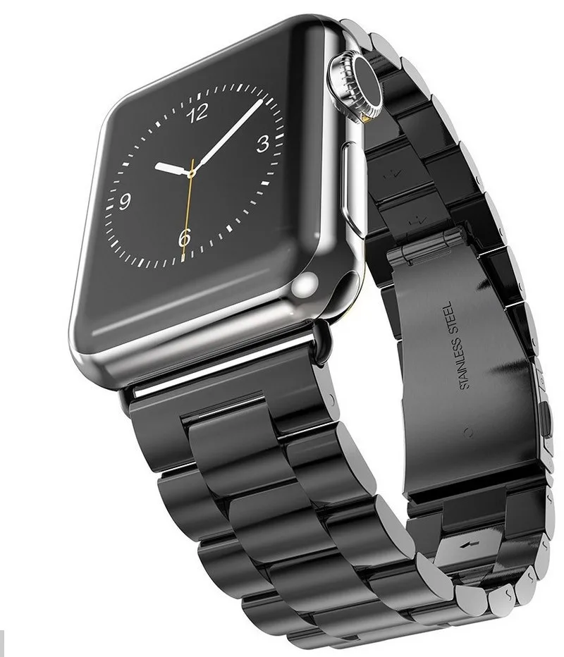Ремешок для Apple Watch Series 5 4 3 2 Band 42 мм 40 мм 44 мм черный мужской женский браслет из нержавеющей стали для iWatch Band 4 3 38 мм