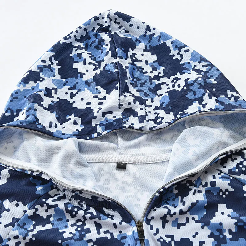 SPATA Quick Dry Bass Fishing Clothing Long Sleeve Camouflage Hooded Breathable Anti-UV Sun Protection Clothes Fishing Shirts