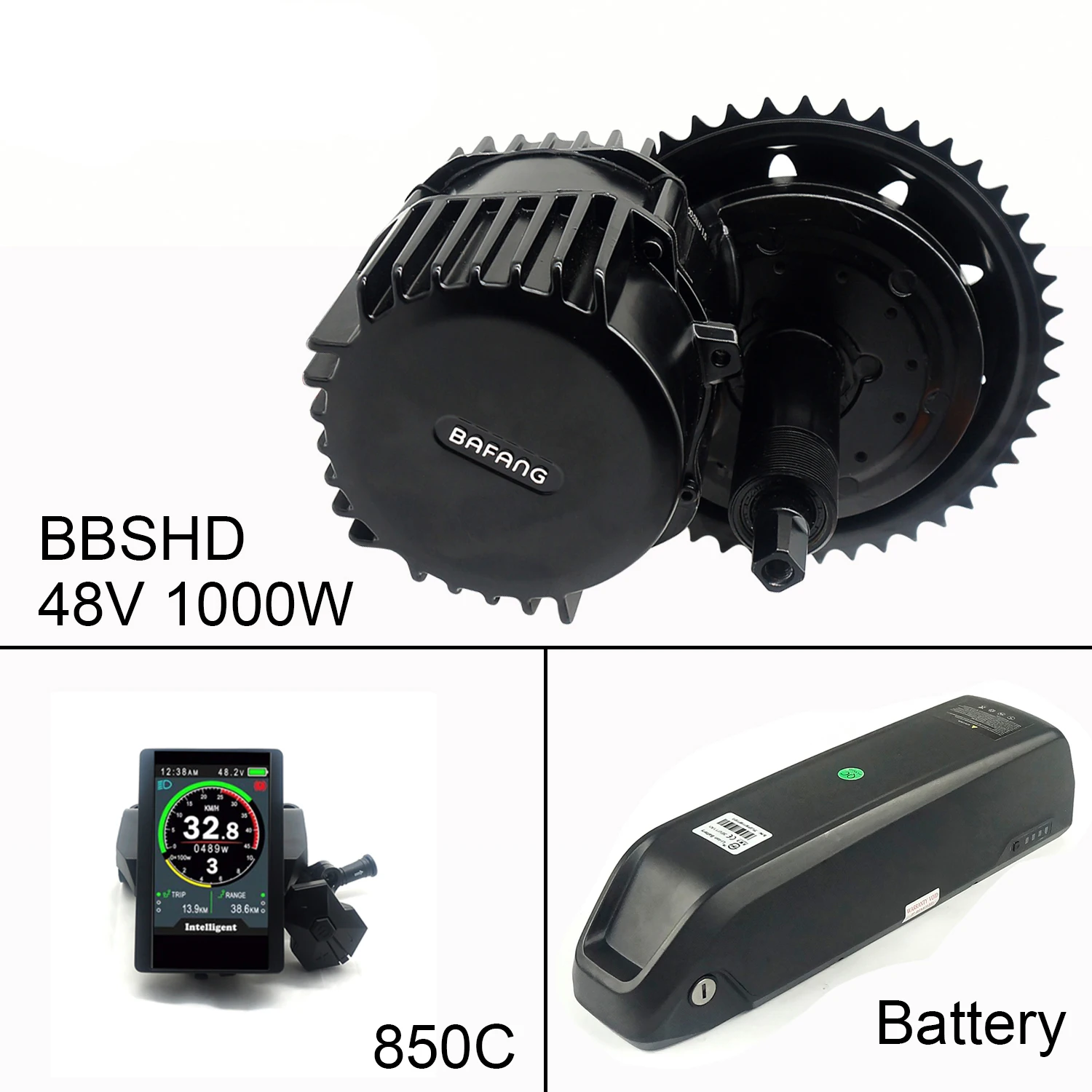 48V 1000W Bafang MMG32 BBSHD 48V 16Ah Li-Ion Батарея 8FUN Mid Мотор привода, фара для электровелосипеда в Conversion Kit с Шестерни Сенсор Цвет Дисплей