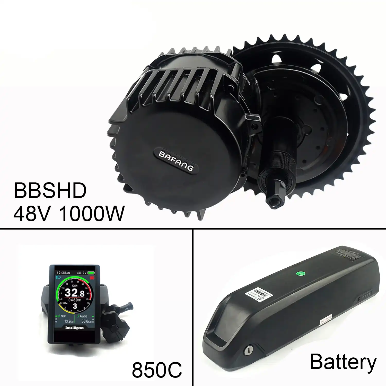 complete bafang 1000w bbshd mid drive motor kit & battery