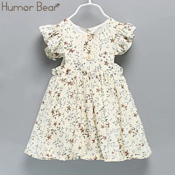

Humor Bear Girls Dress New Summer Baby Kids Dress Country Style Floral Girl Dress Sleeveless A-line Children Clothing Princess