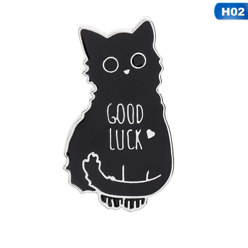 Простой Панк стиль черный кот леопард брошь Мультфильм Черный кот удача мешочек для брошек одежда нагрудные значки подарки